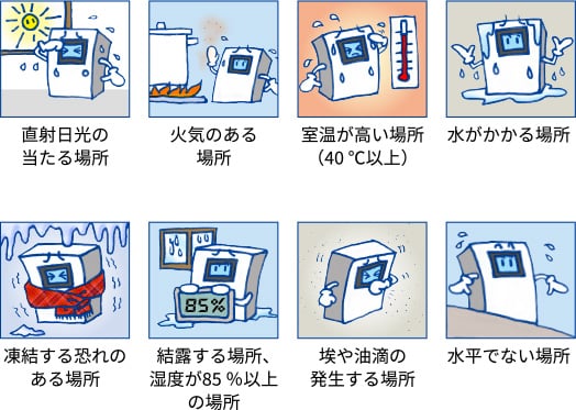屋内であっても設置してはいけない場所