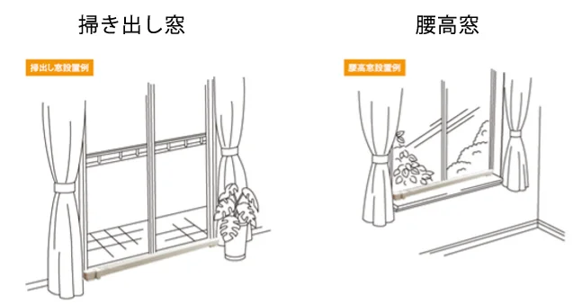 掃き出し窓の設置例/腰高窓の設置例